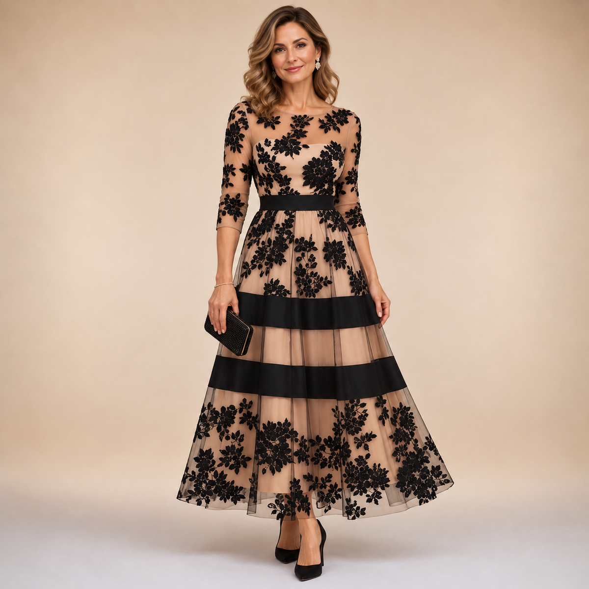 Hannah | Floral Embroidered Tiered Maxi Dress