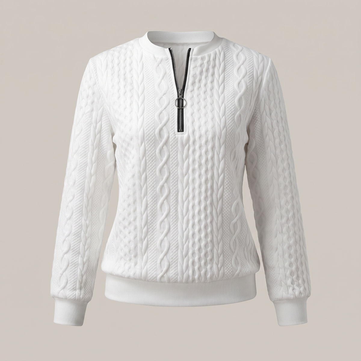 Isabelle | Cable Knit Zip Neck Sweater