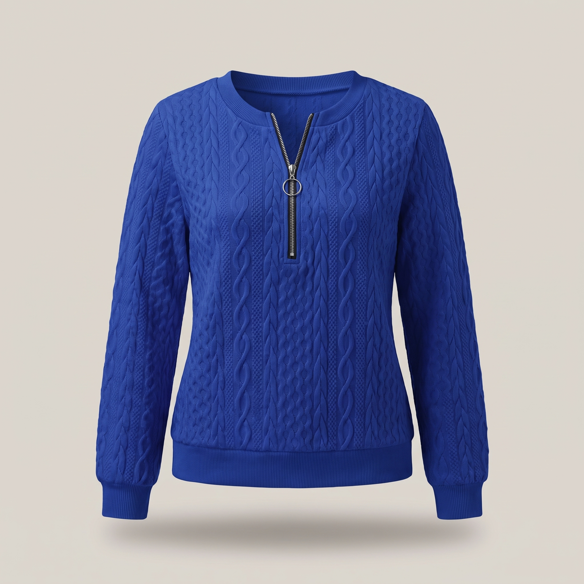Isabelle | Cable Knit Zip Neck Sweater