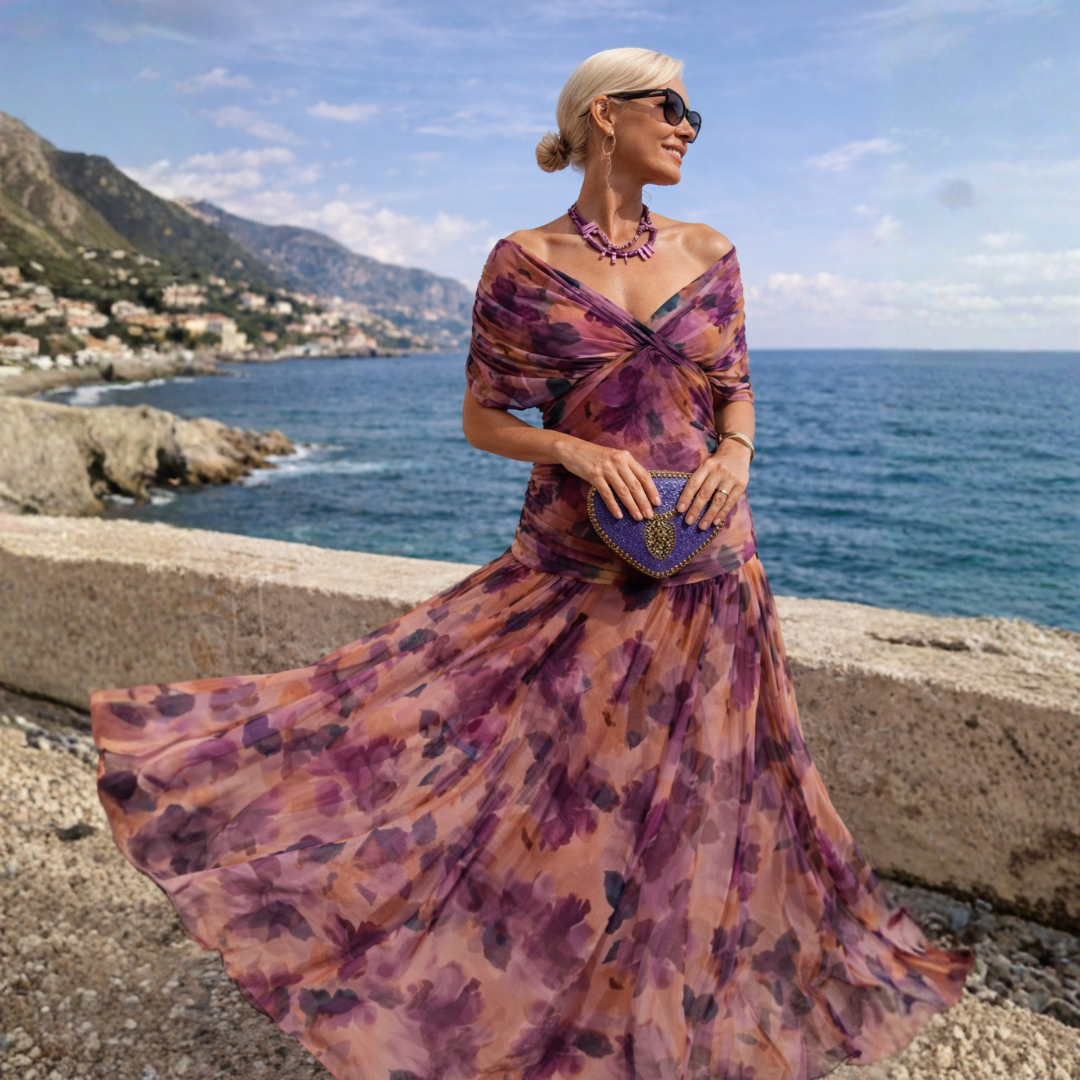 Brianna | Women's Draped V Neck Maxi Dress