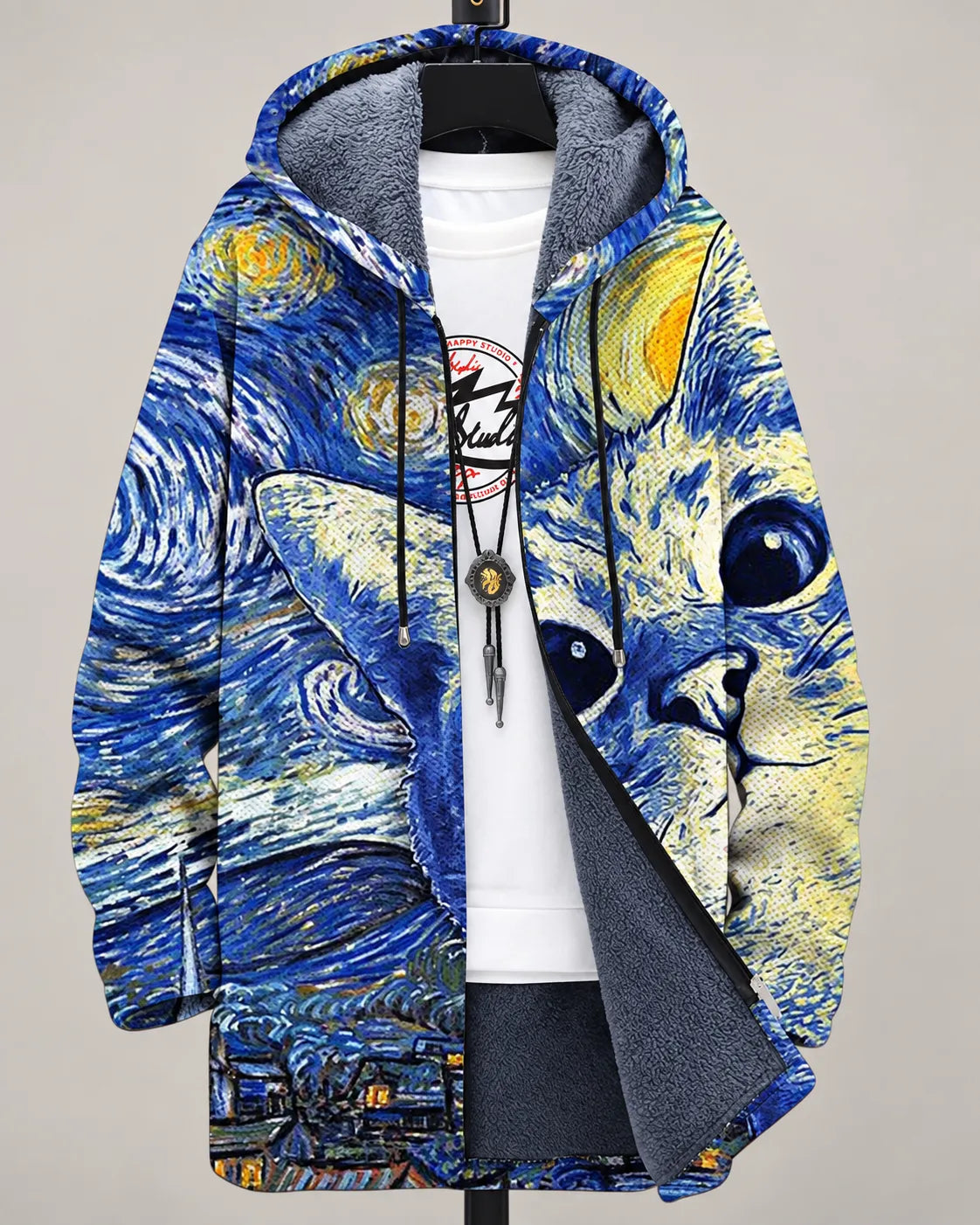 Eliana Starry Cats Art Hooded Jacket