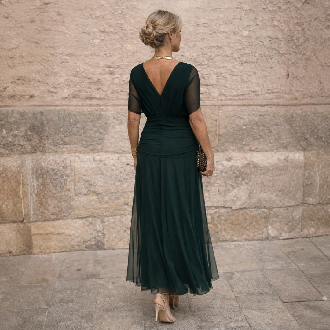 Brianna | Women's Draped V Neck Maxi Dress