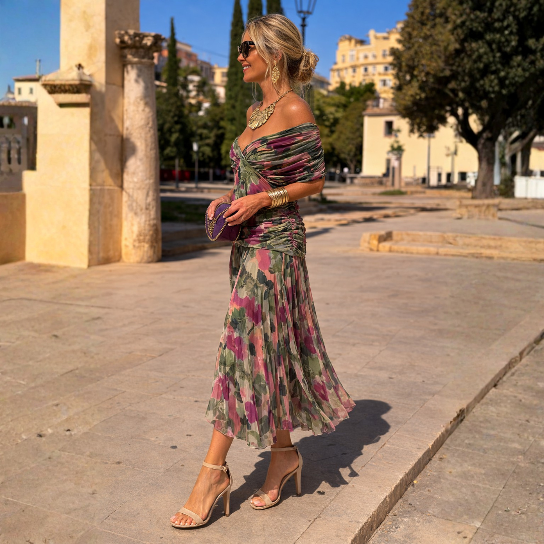 Brianna | Women's Draped V Neck Maxi Dress