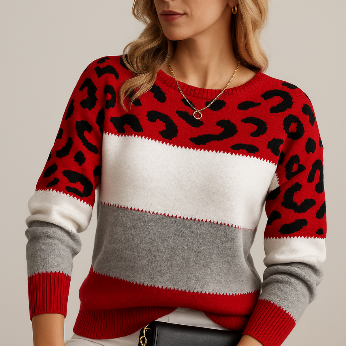 Kennedy | Women's Colourblock Pattern Knit Sweater