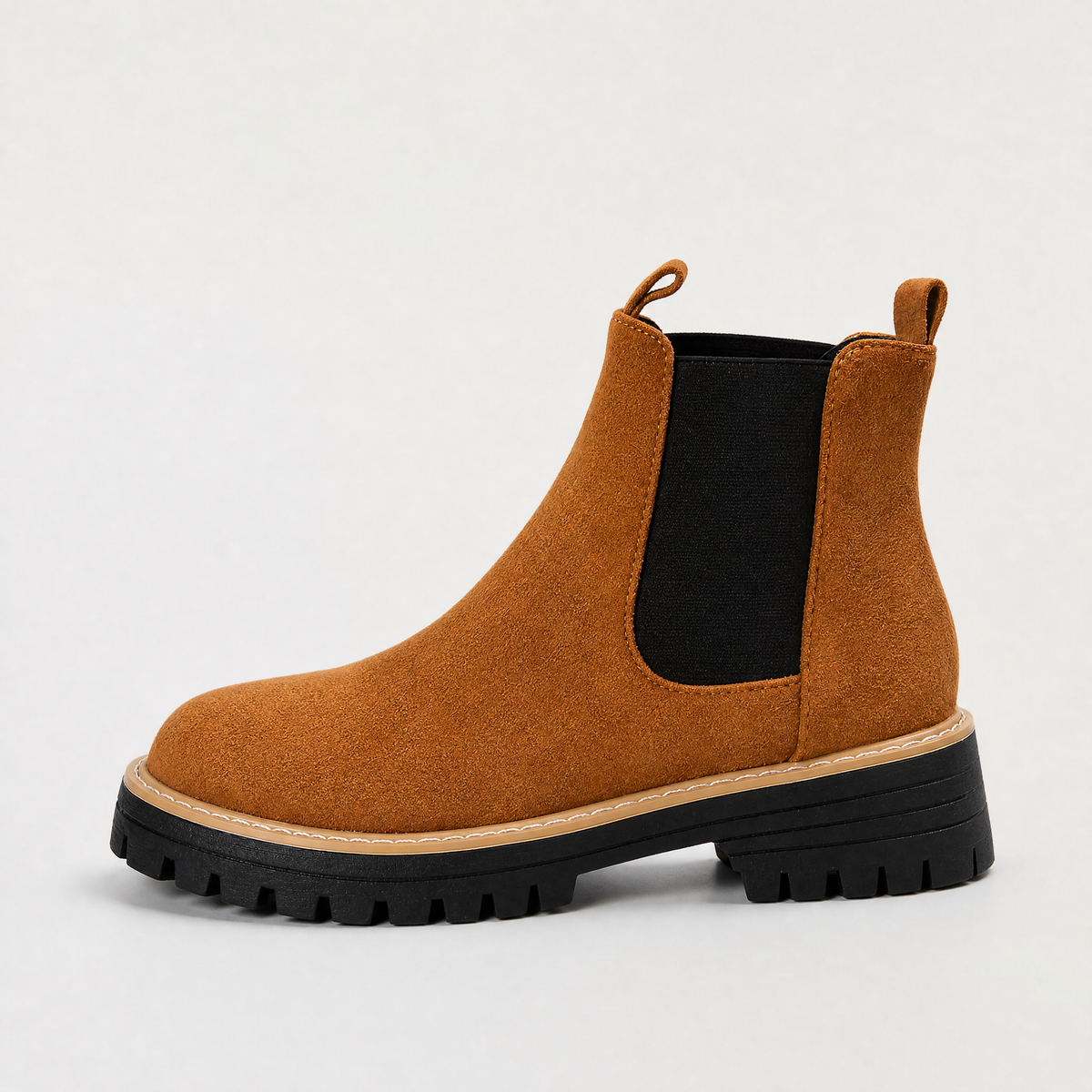 Suede Block Heel Ankle Chelsea Boots