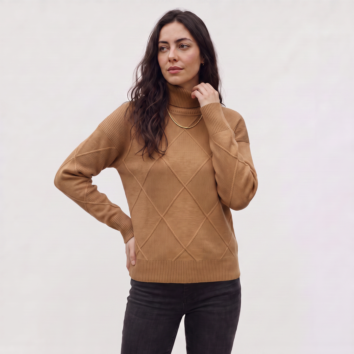 Cable Knit Turtleneck Sweater