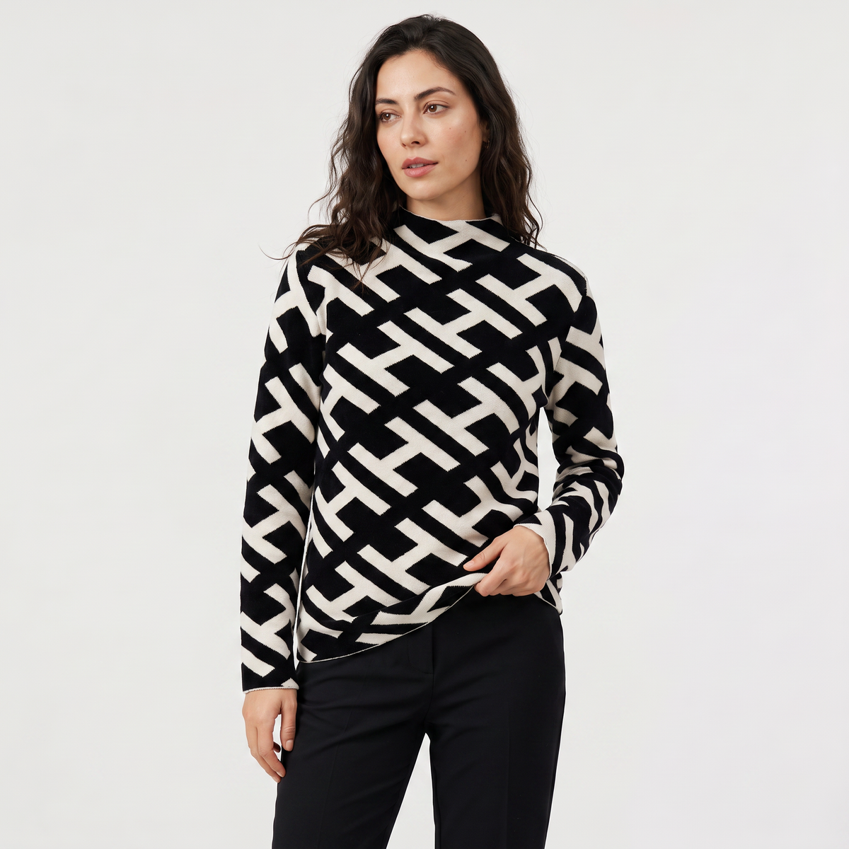 Velvet Knit Turtleneck Sweater