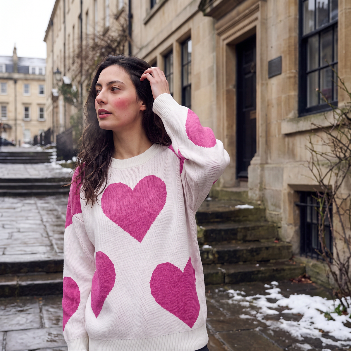 Heart Pattern Knitted Sweater