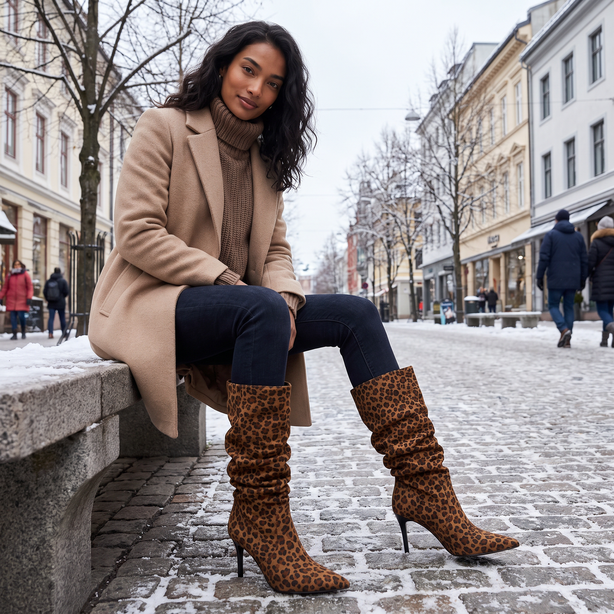 Suede-Style Slouch Knee High Boots