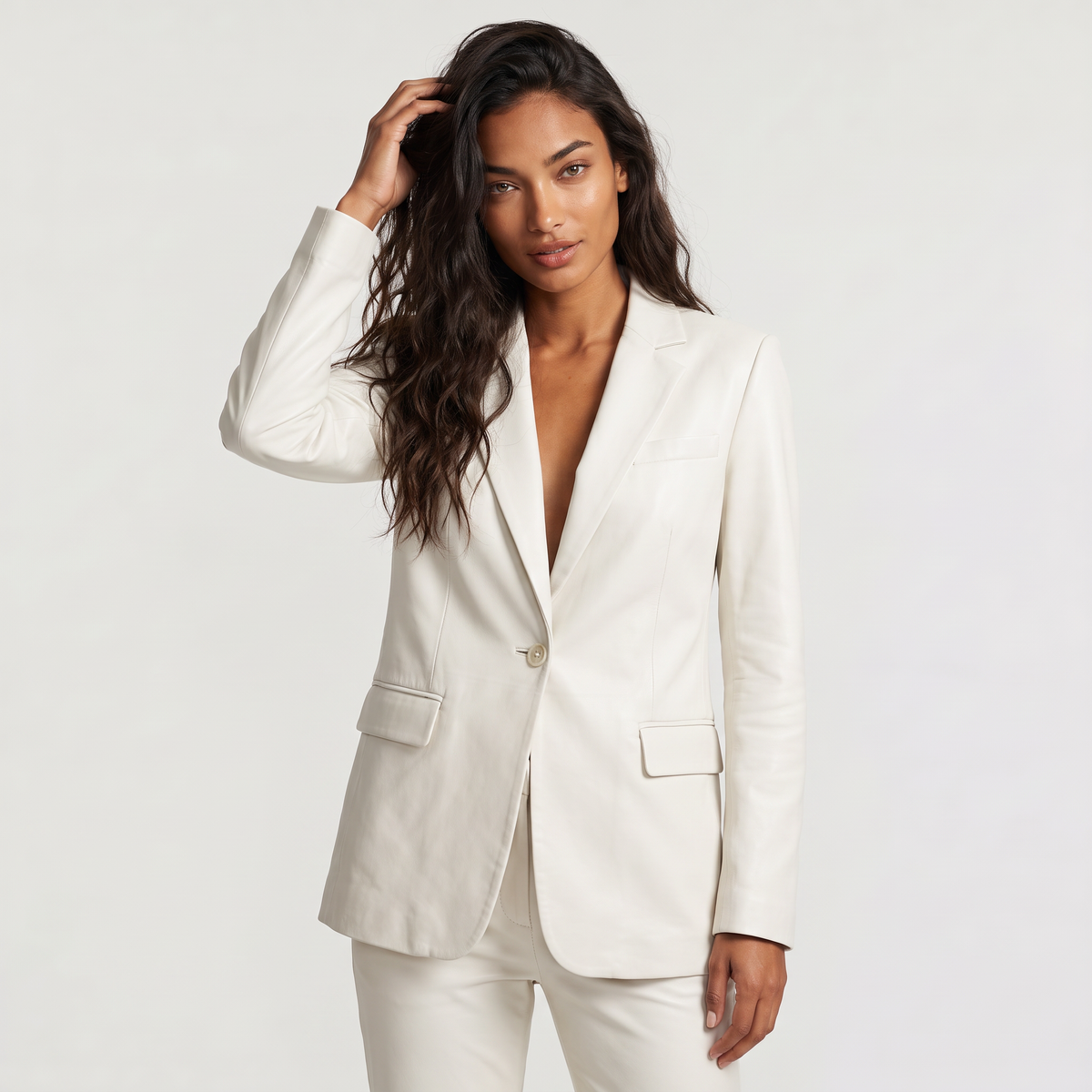 Single-Button Notch Lapel Tailored Blazer