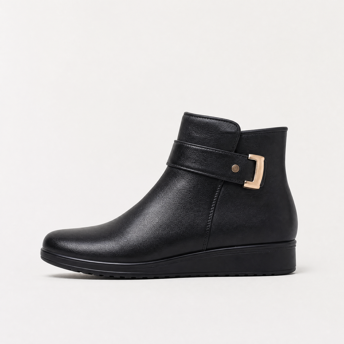 Leather Wide-Fit Pull-On Ankle Boots