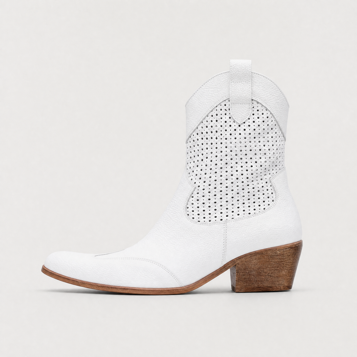 Perforated Western Mid-Calf Boots