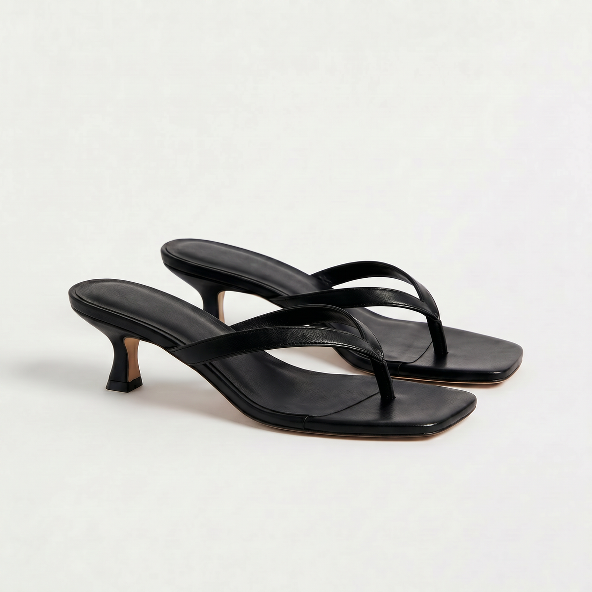 Square Toe Kitten Heel Sandals