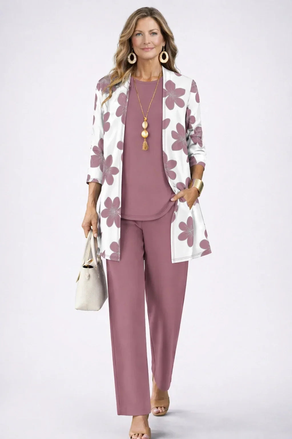Marissa | Dusty Rose Floral Three-Piece Set
