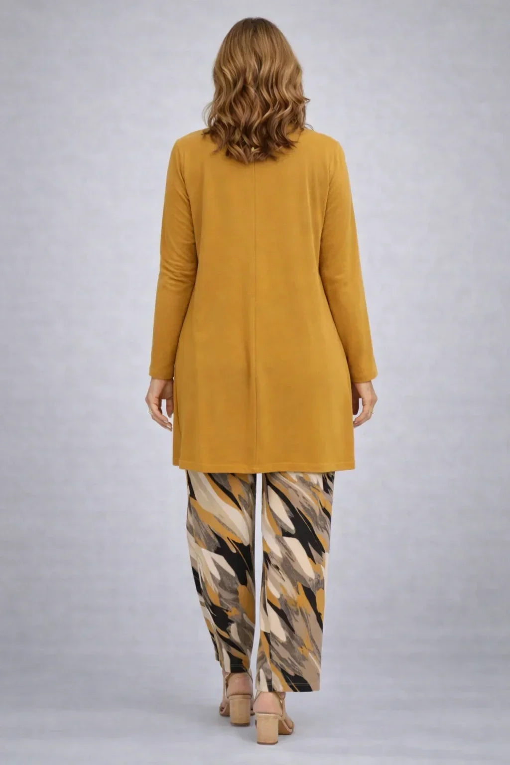 Maddie | Mustard Three-Piece Set with Printed Pants
