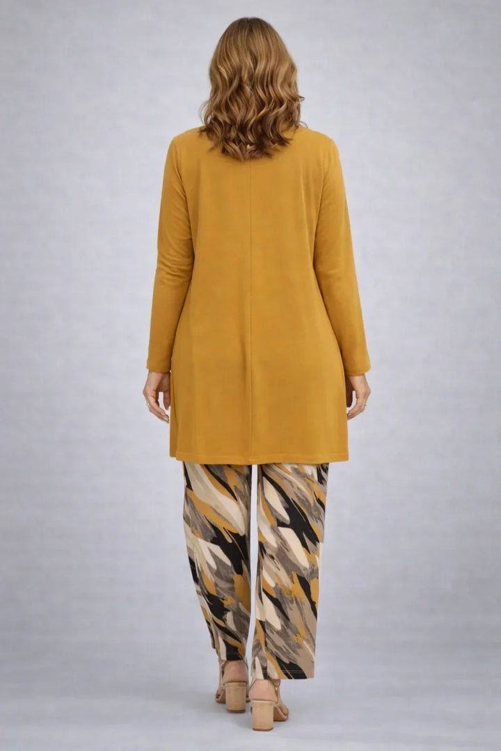Maddie | Mustard Three-Piece Set with Printed Pants