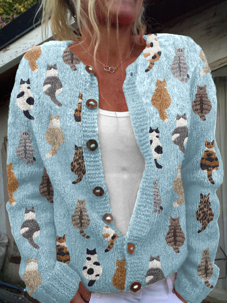 Tabby – Cat Print Knit Cardigan
