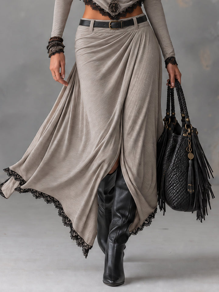 Michela | Draped Crop Top &amp; Slit Maxi Skirt Set