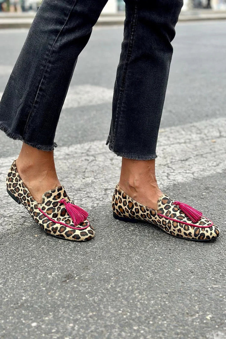 Sophie Leopard Print Tassel Loafers