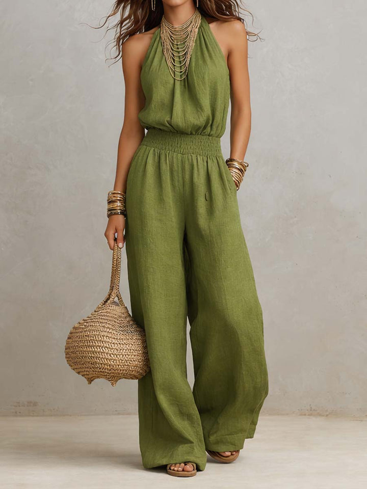 Valeria | Elegant Linen Jumpsuit with Halter Neck