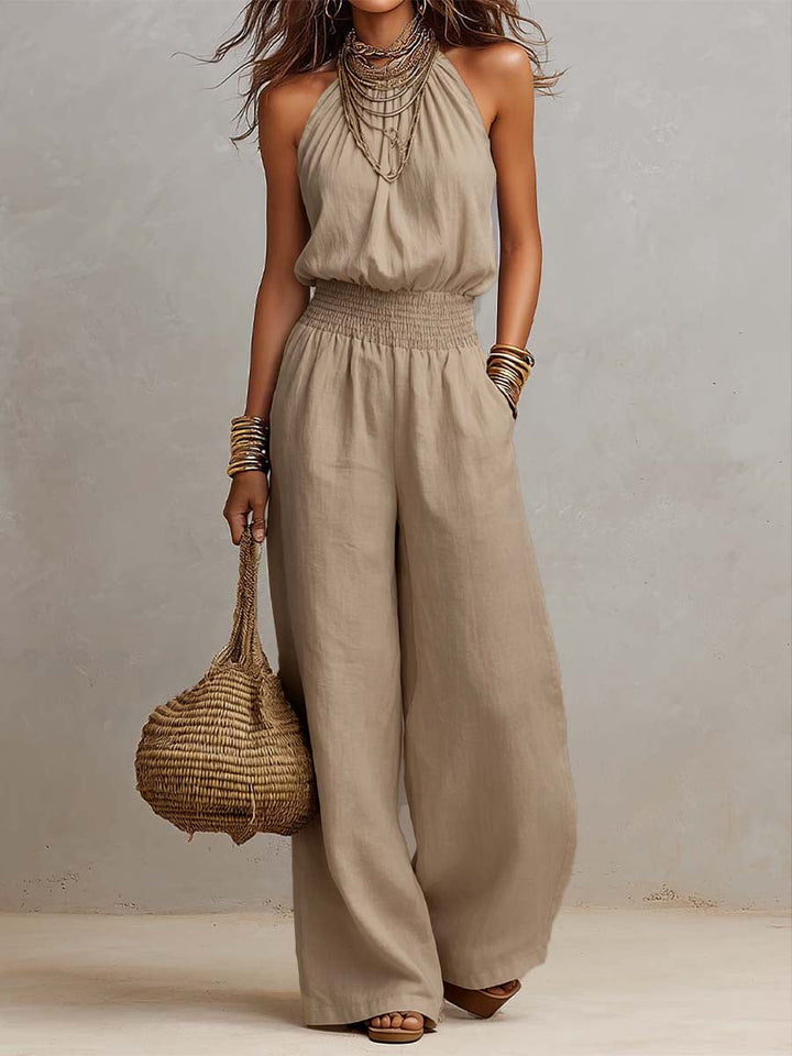 Valeria | Elegant Linen Jumpsuit with Halter Neck
