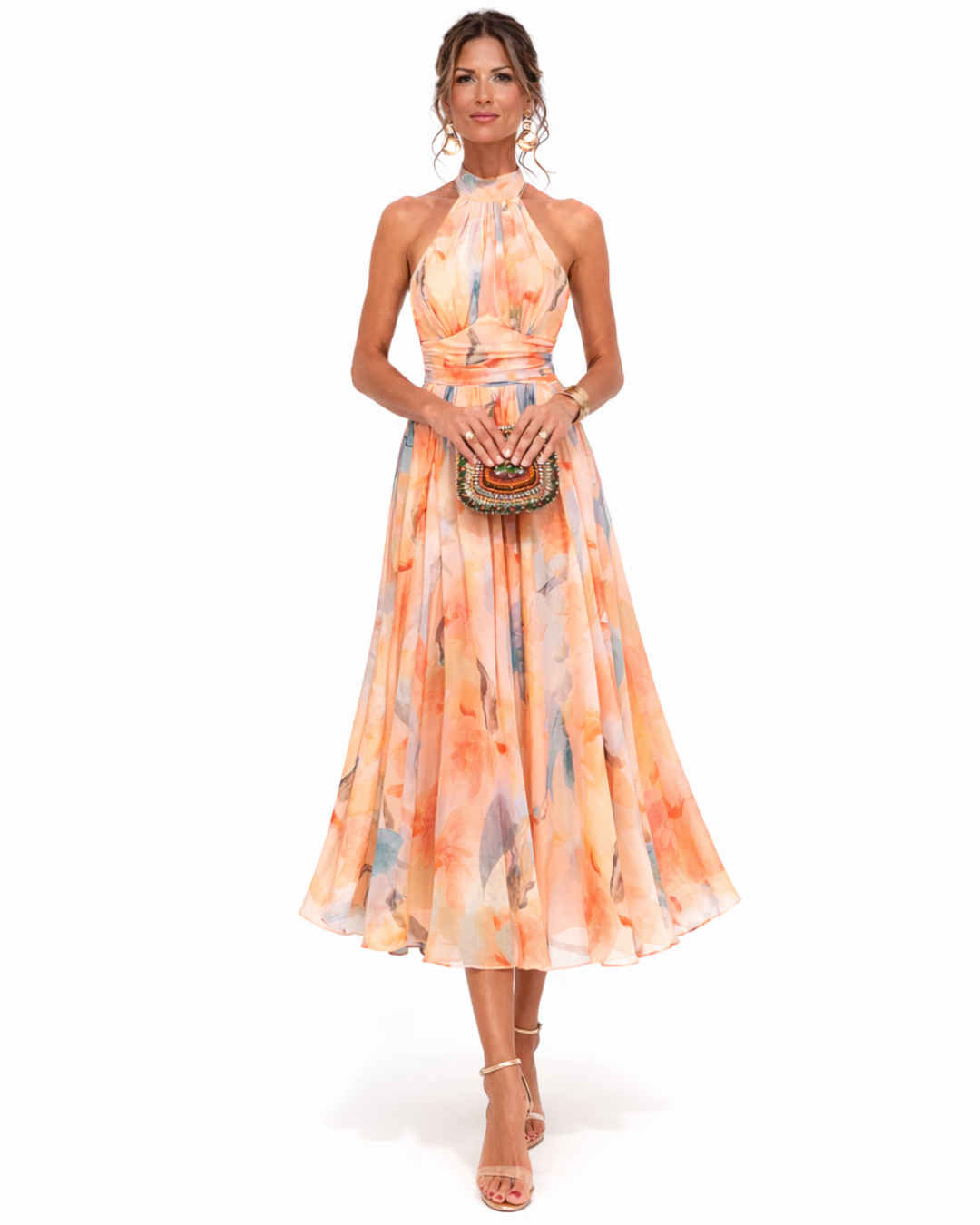 Bralow | Aurora Halter Neck Watercolor Print Dress