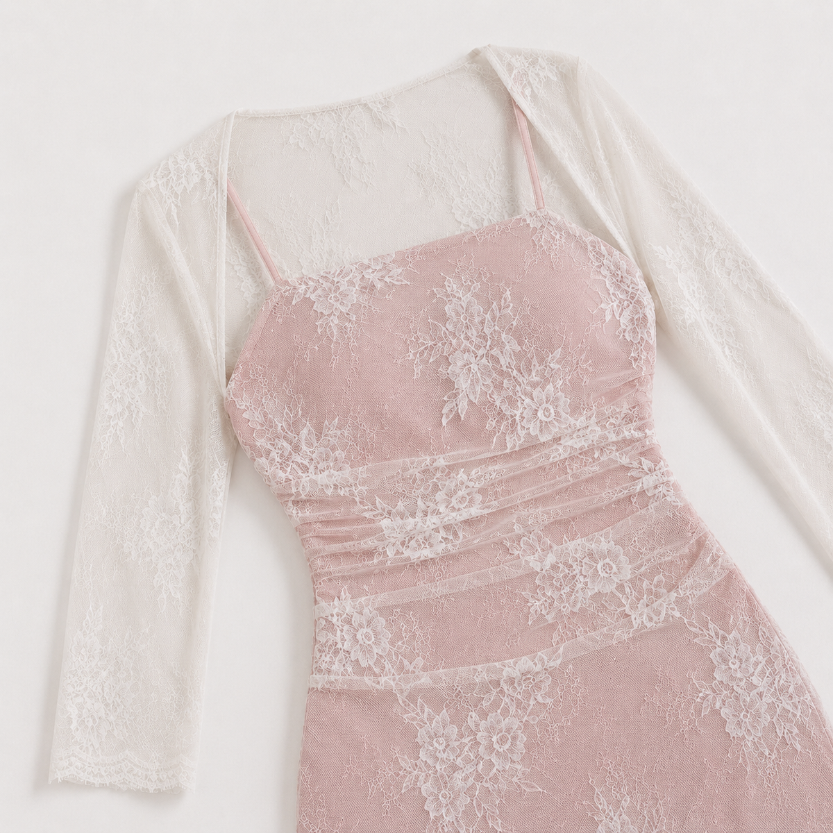 Square Neck Embroidered Long-Sleeve Maxi Dress