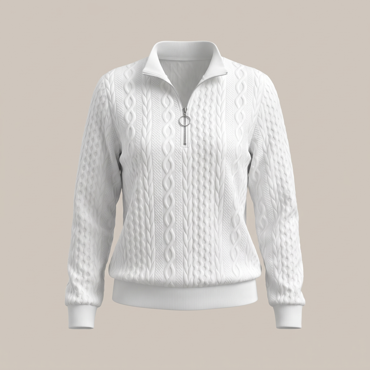 Isabelle | Cable Knit Zip Neck Sweater