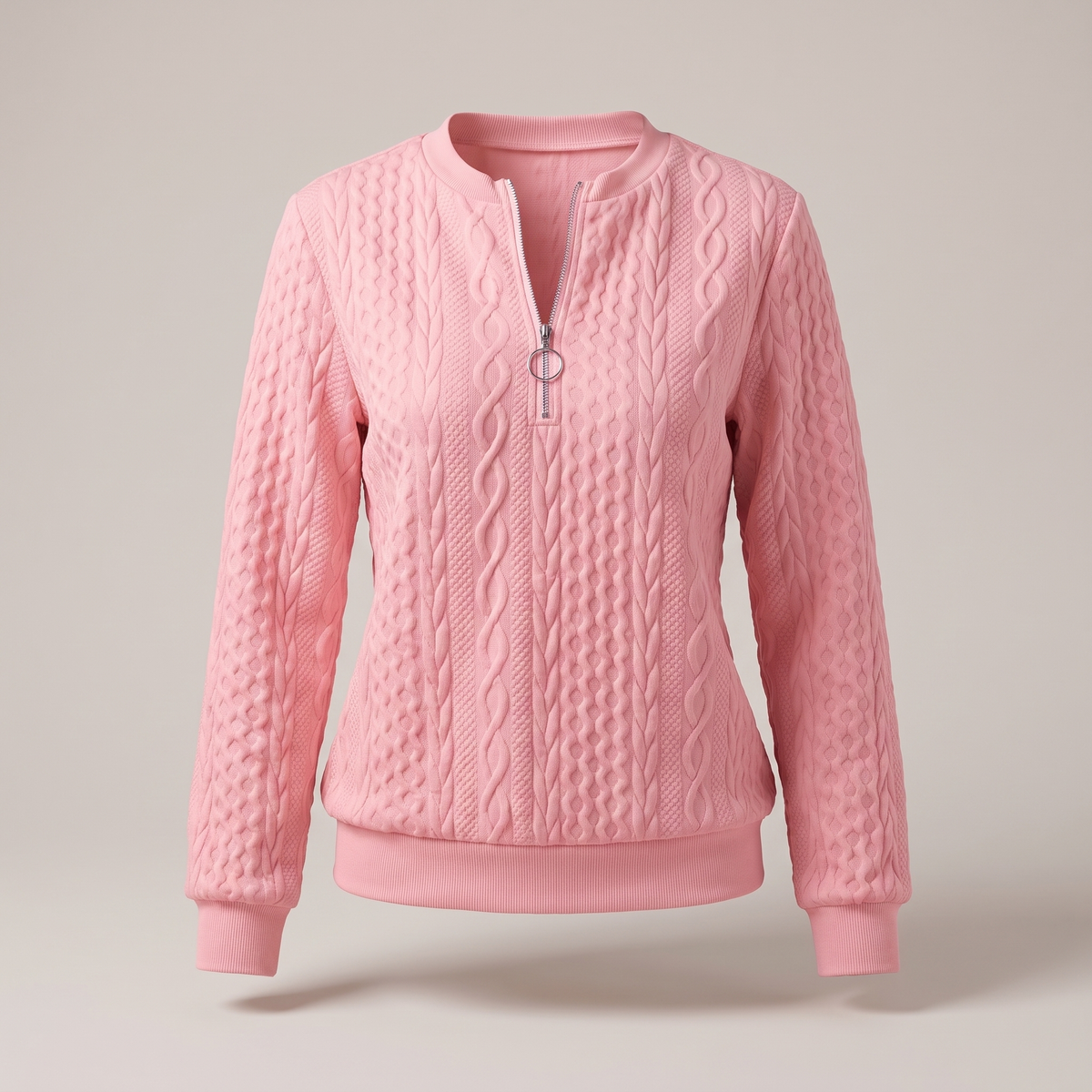 Isabelle | Cable Knit Zip Neck Sweater