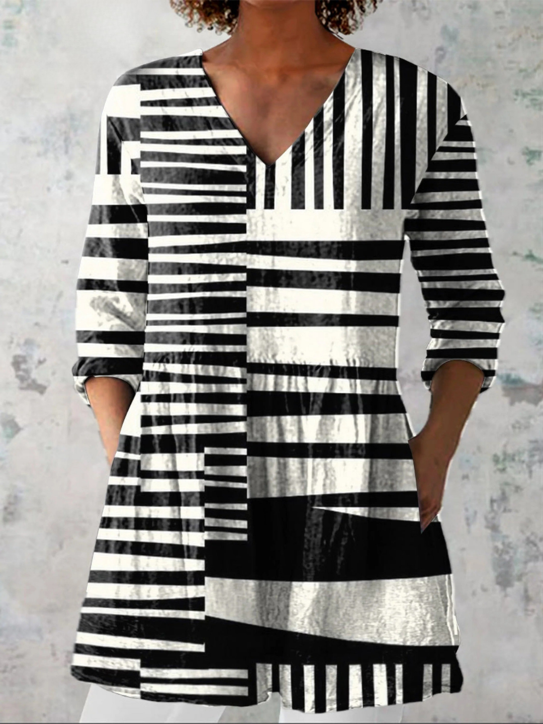Coco Long Blouse with V-Neck
