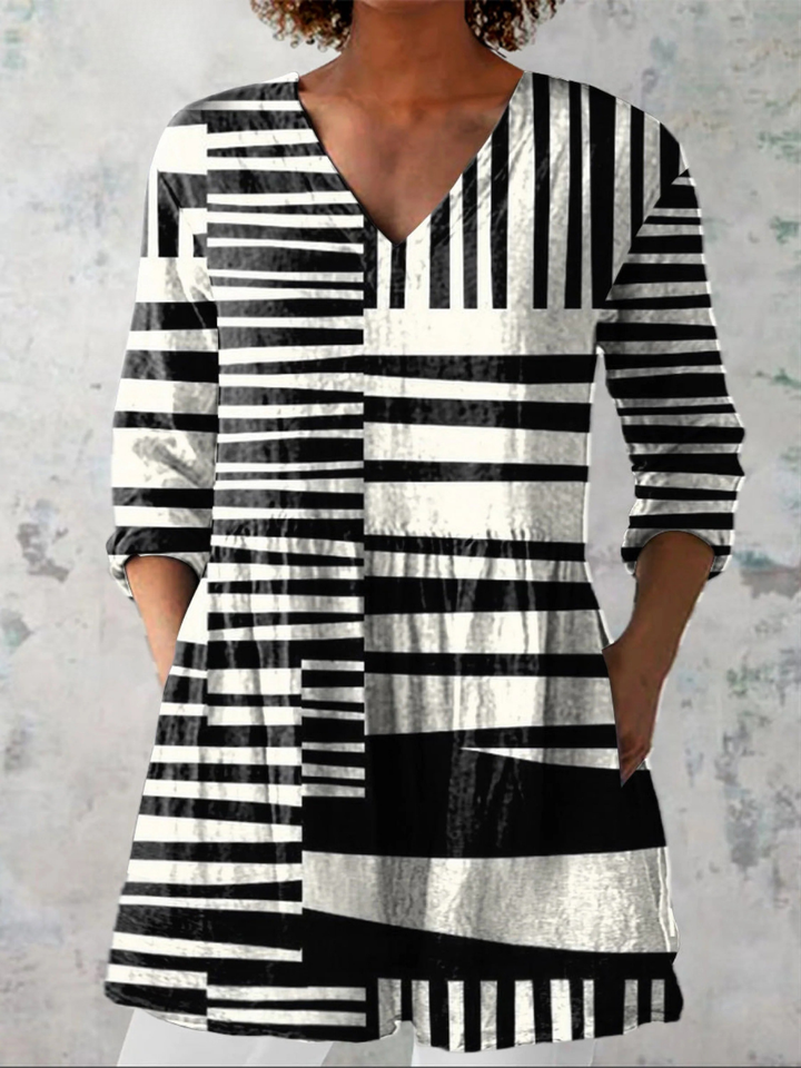 Coco Long Blouse with V-Neck