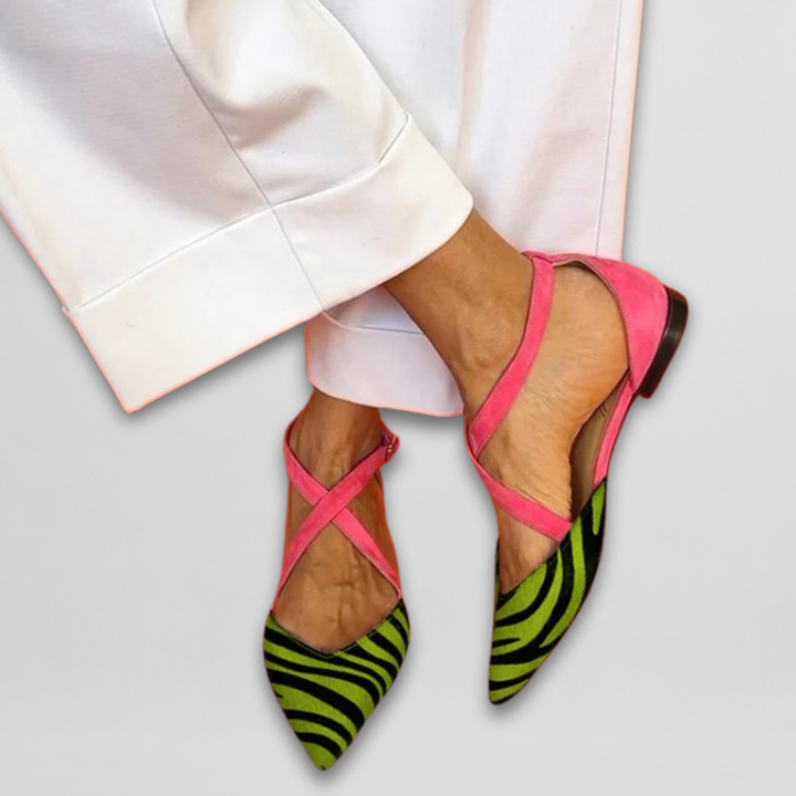 Audrey Pointed Cross-Strap Flats