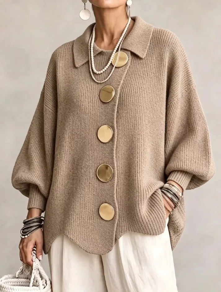 Karina Oversized Collared Button Cardigan