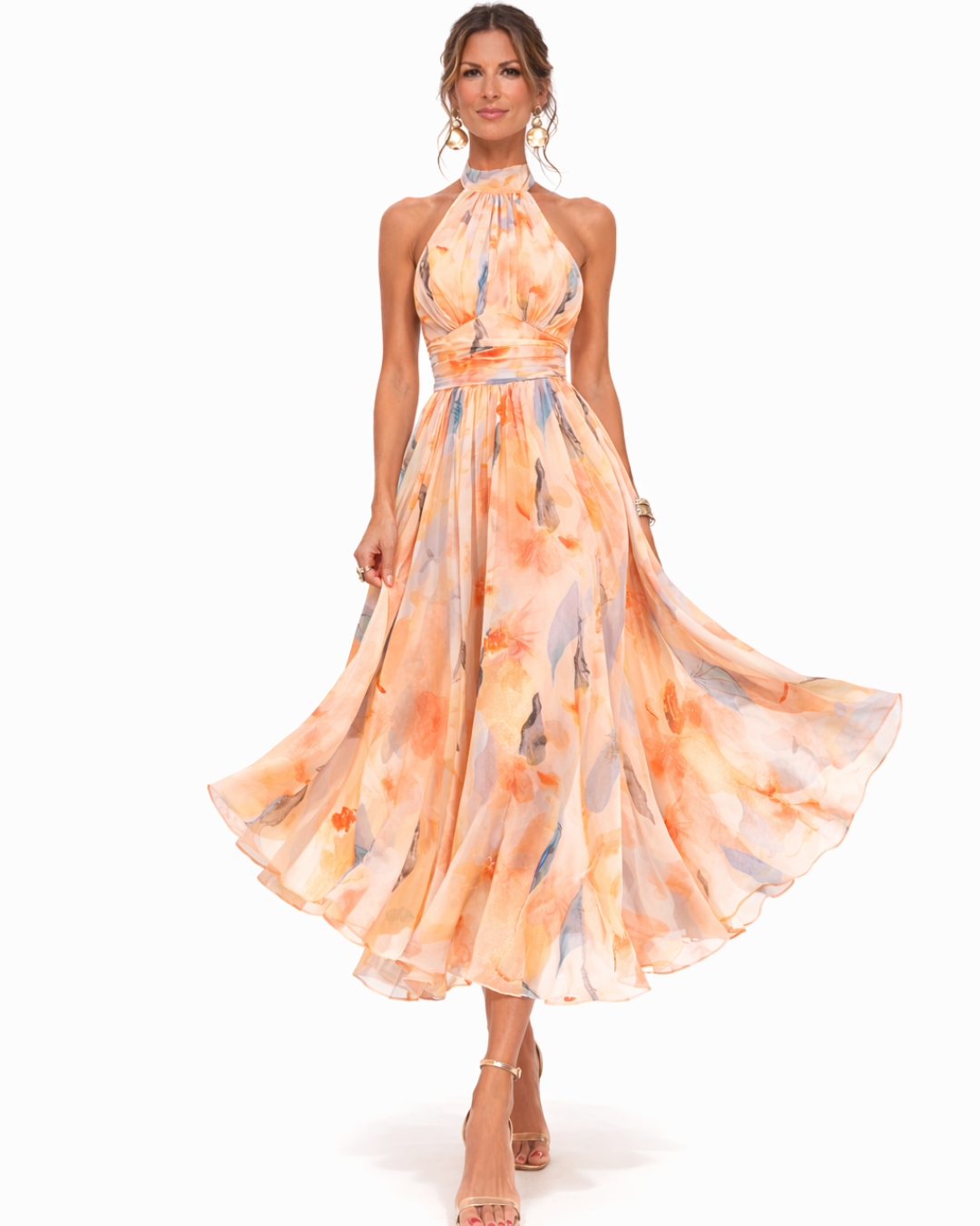 Bralow | Aurora Halter Neck Watercolor Print Dress
