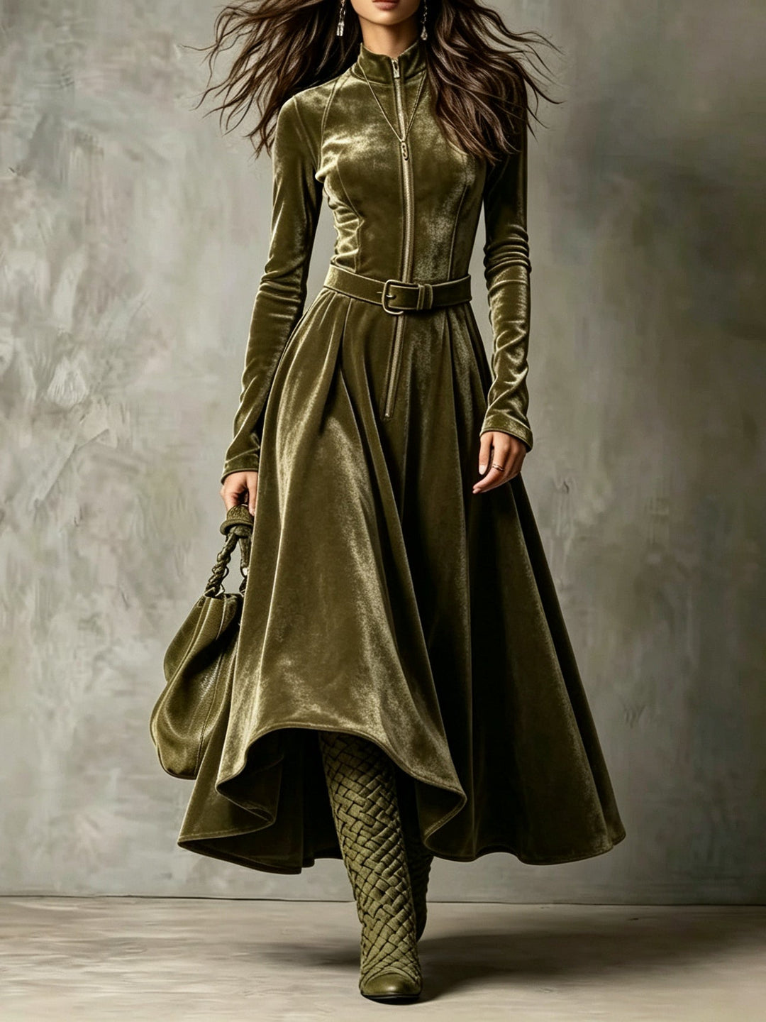 Raffaella | Vintage Zip-Front Maxi Dress