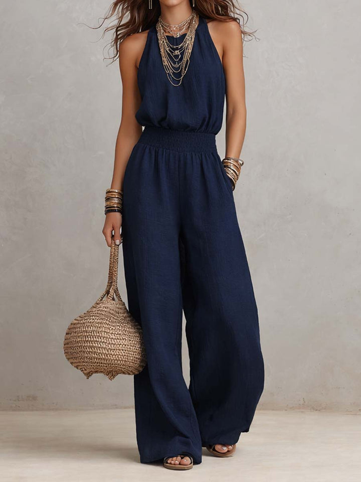 Valeria | Elegant Linen Jumpsuit with Halter Neck