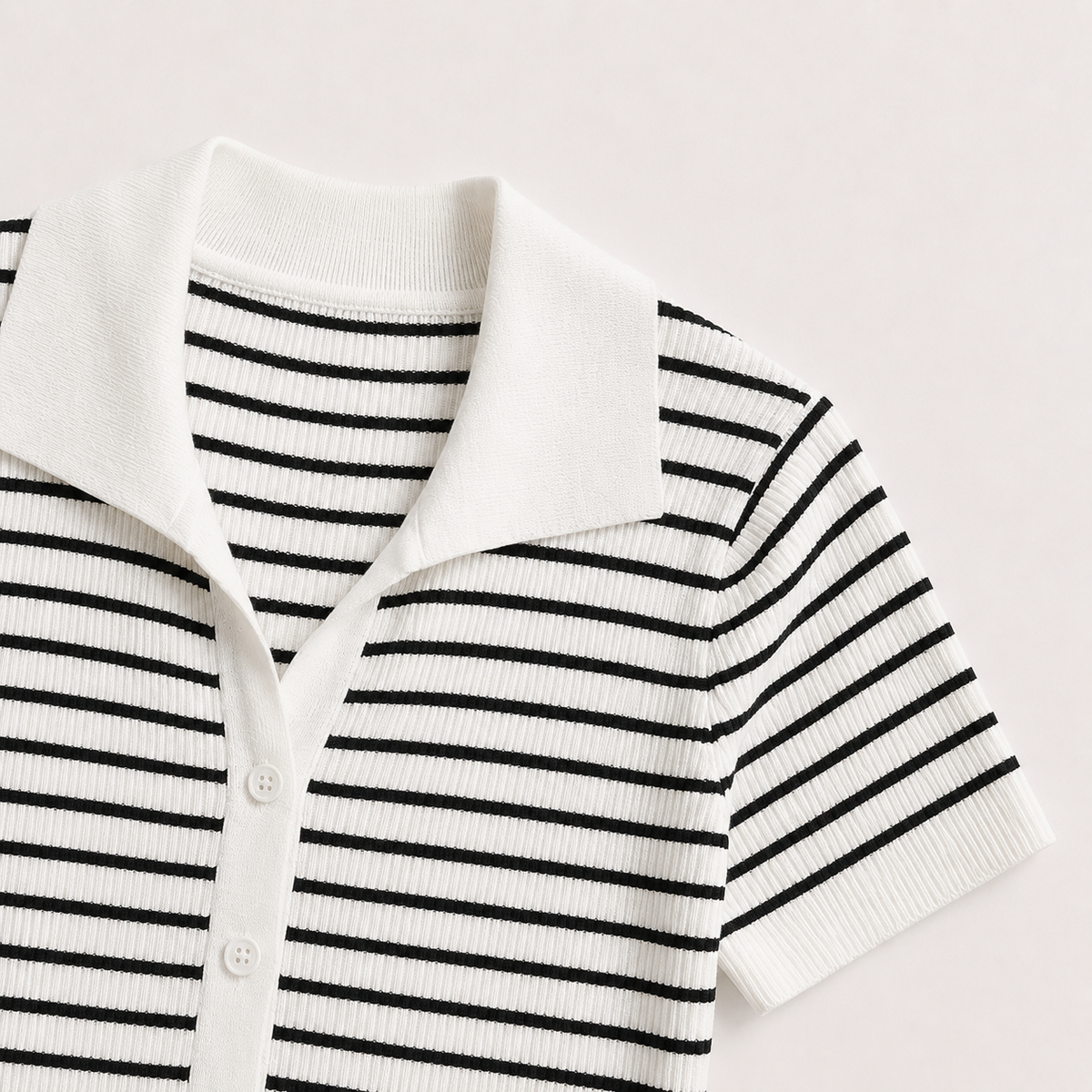 Striped Button-Up Polo Shirt