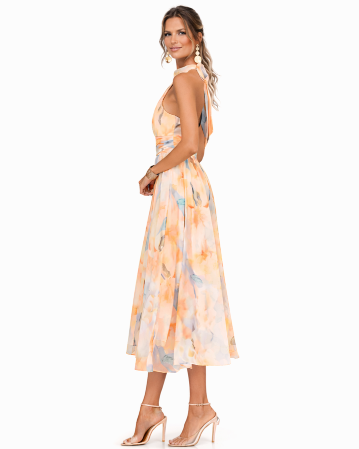 Bralow | Aurora Halter Neck Watercolor Print Dress