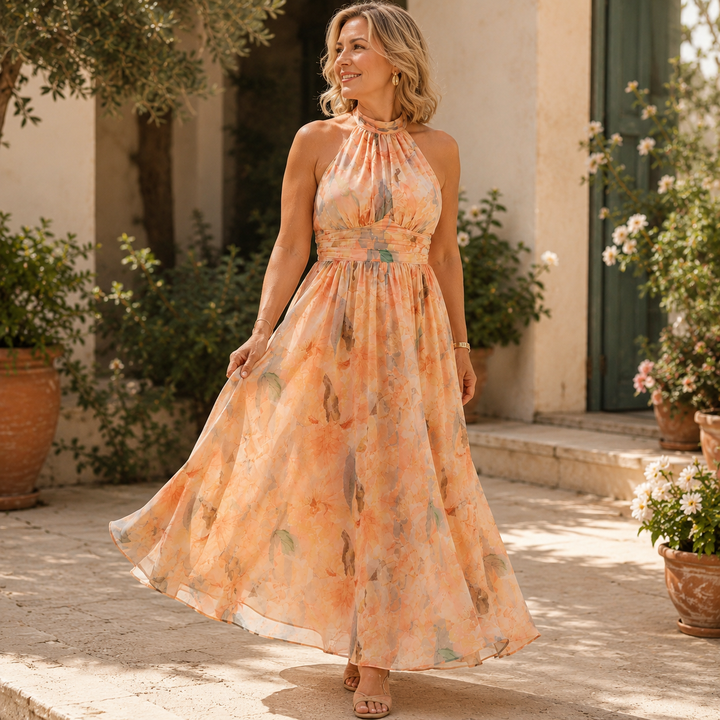 Bralow | Aurora Halter Neck Watercolor Print Dress