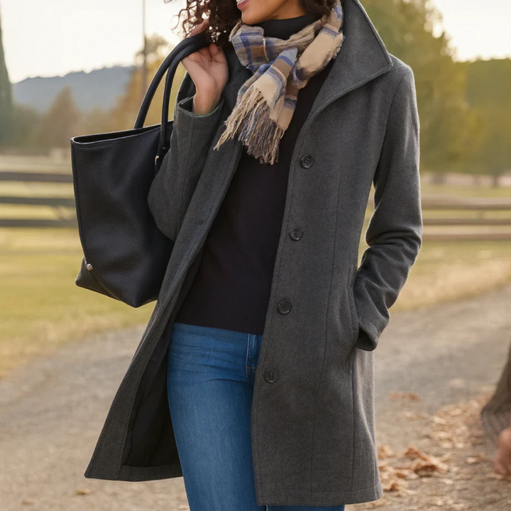 Evelyn | Classic Winter Coat with Button Placket
