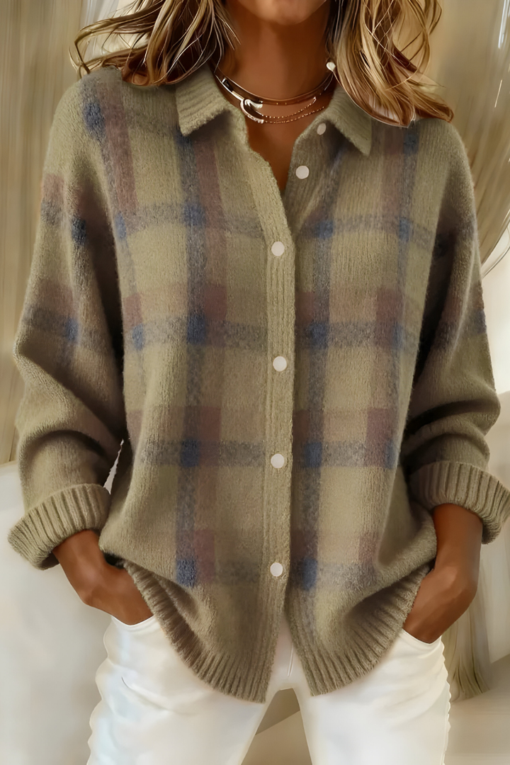 Anna Plaid Knit Cardigan