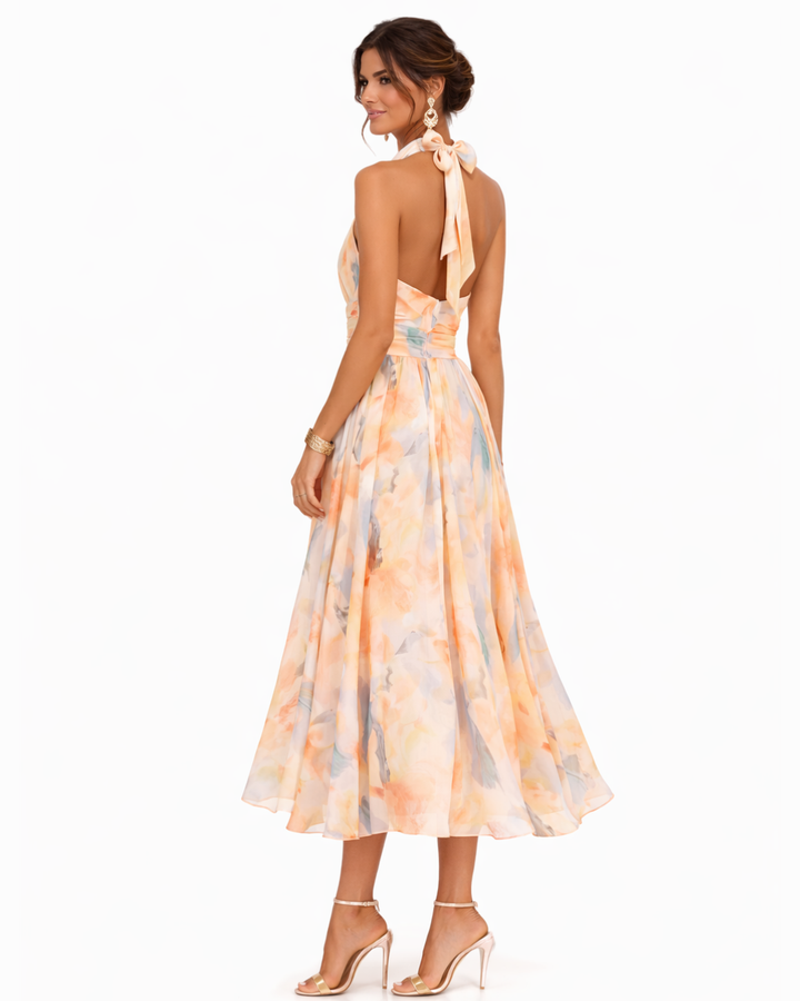 Bralow | Aurora Halter Neck Watercolor Print Dress