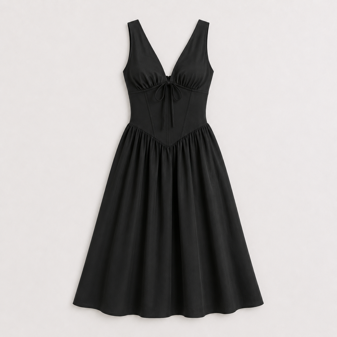 Sleeveless V-Neck Midi Dress