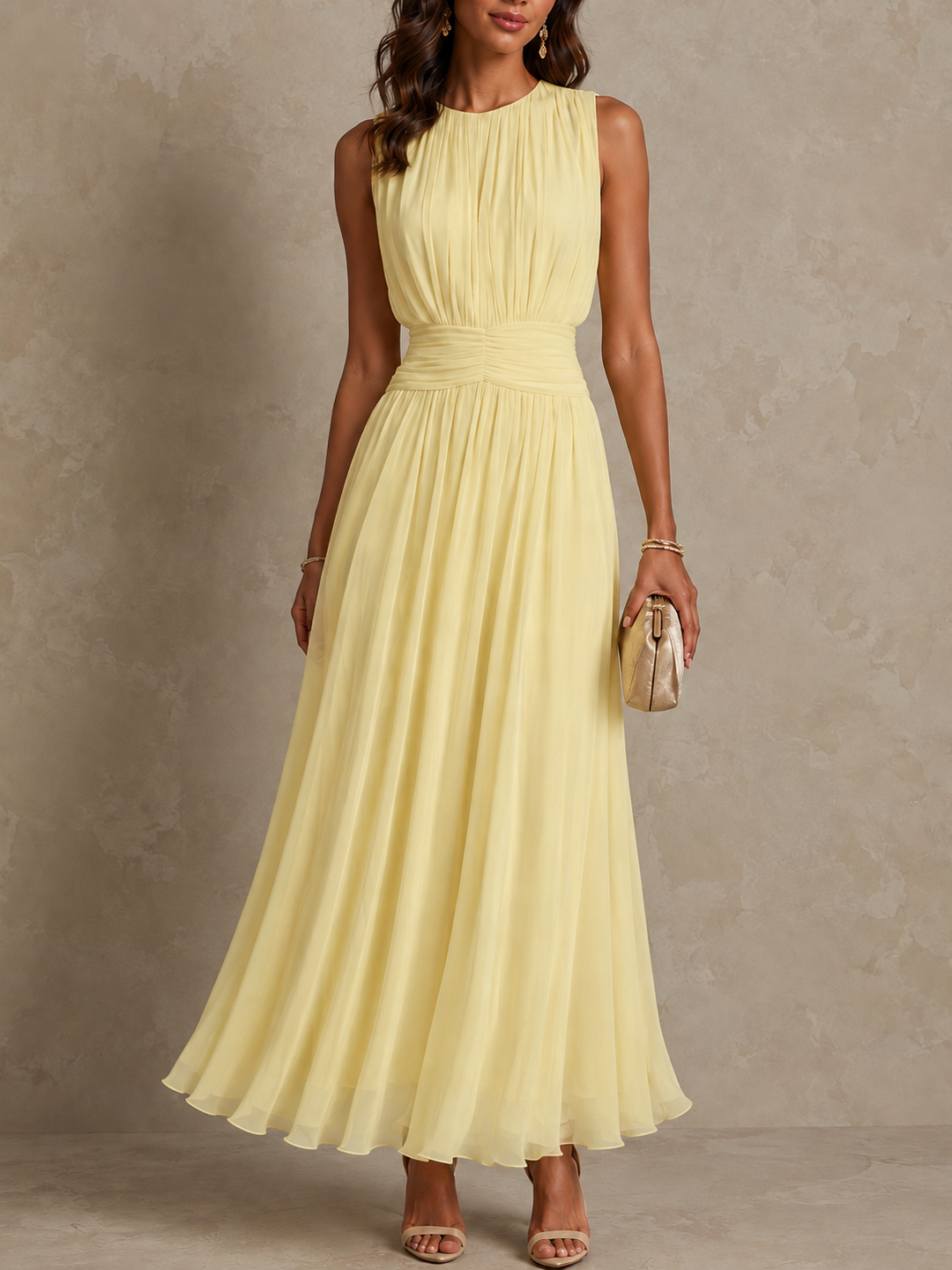 Bralow | Roxanne Ruched Waist Sleeveless Maxi Dress