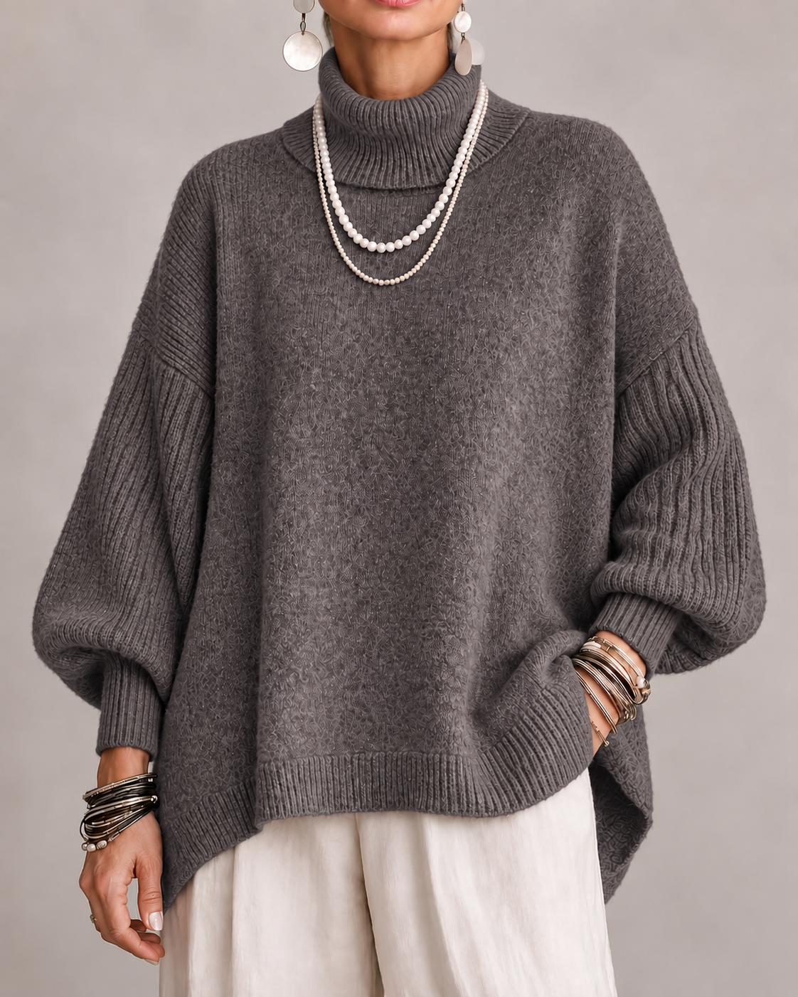 Bethany | Oversized Ribbed Turtleneck Sweater
