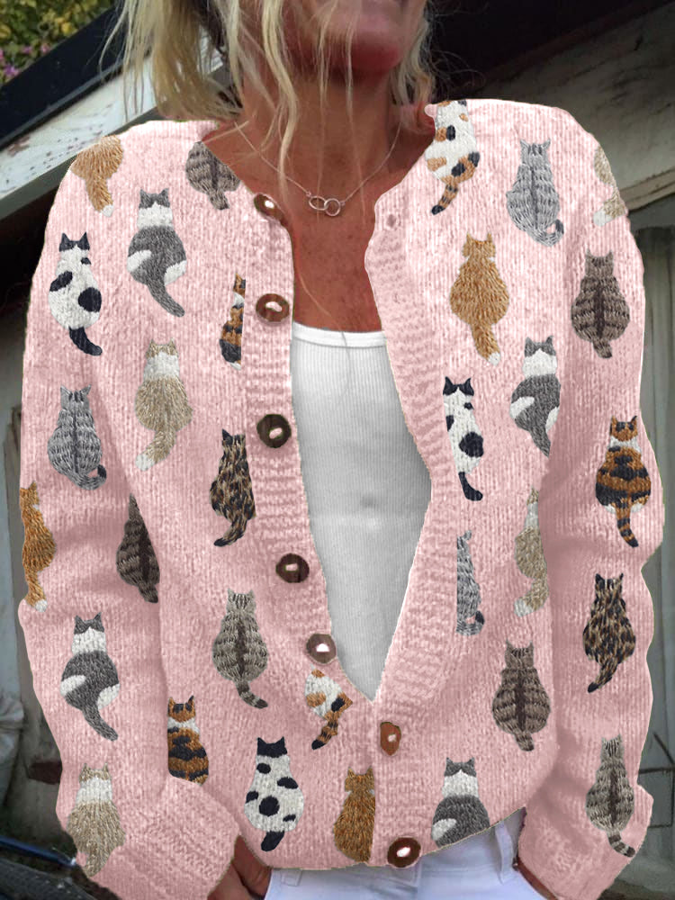 Tabby – Cat Print Knit Cardigan