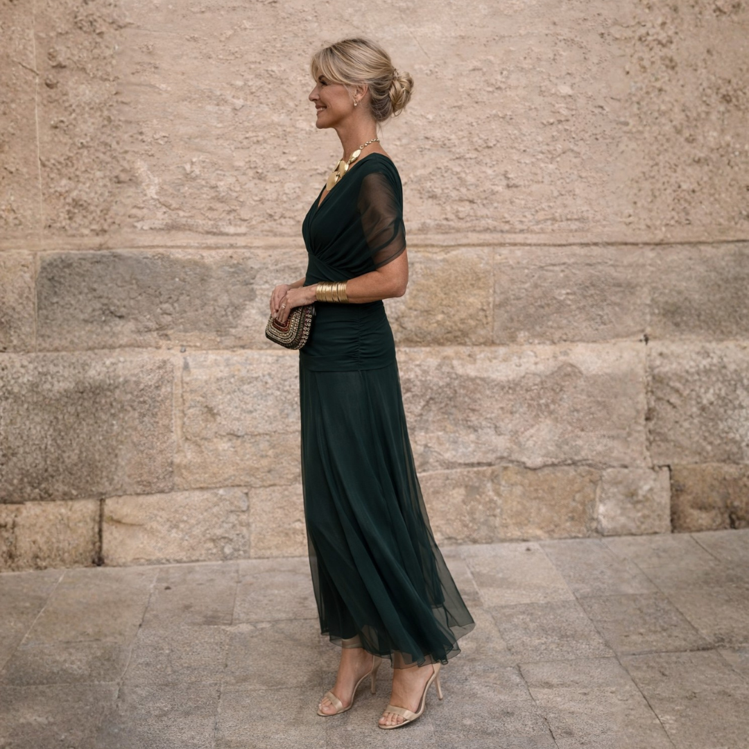 Brianna | Women's Draped V Neck Maxi Dress