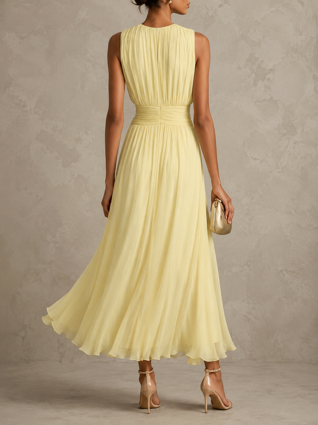 Bralow | Roxanne Ruched Waist Sleeveless Maxi Dress