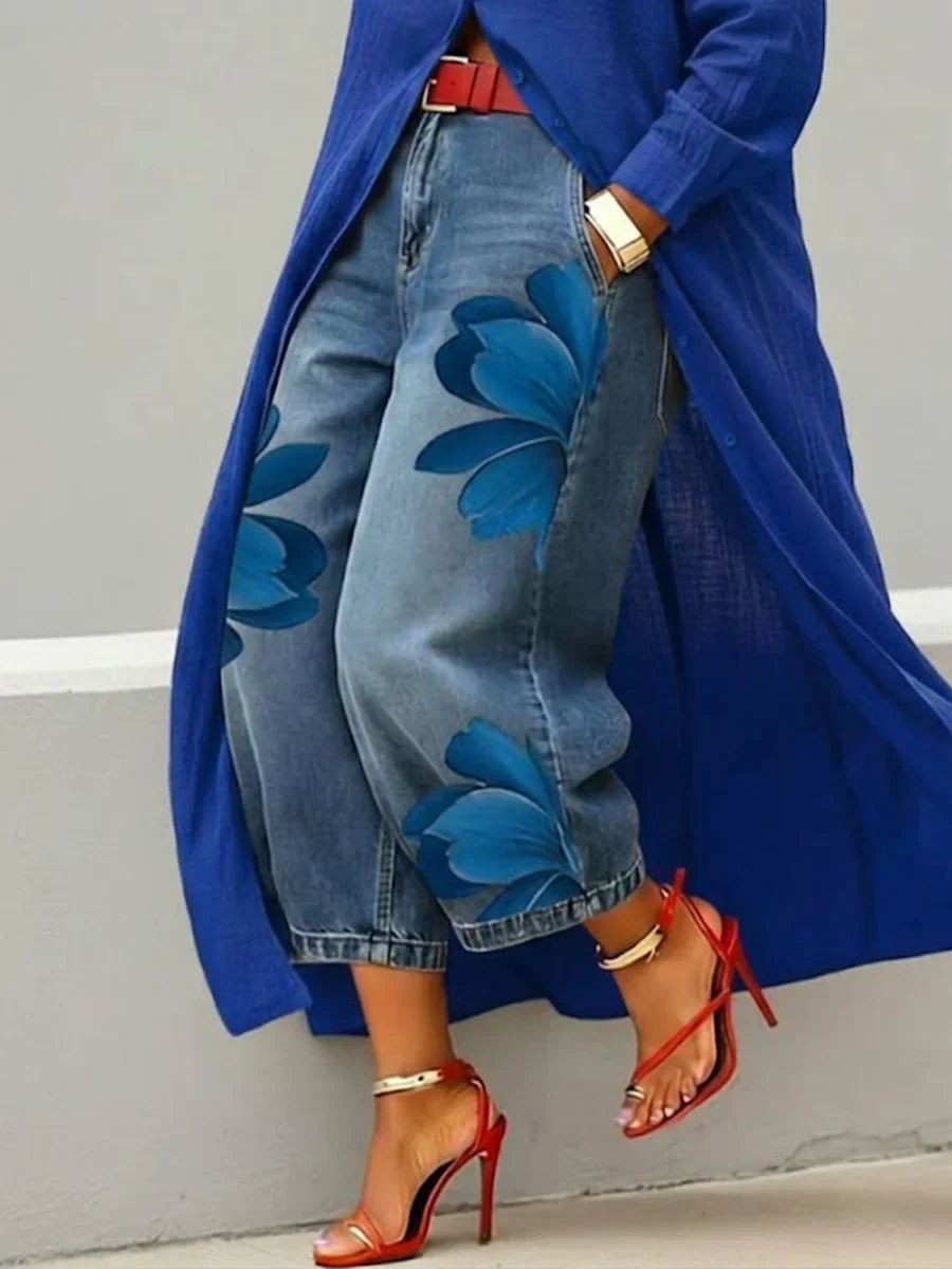 Charity | Shirt Dress and Floral Jeans Set