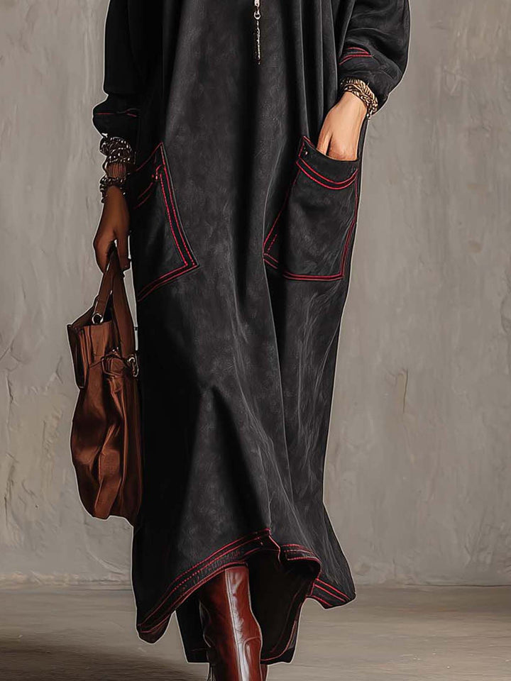 Manuela | Contrast-Stitch Maxi Dress